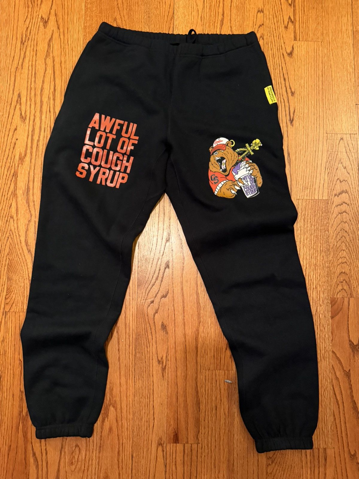 Awful Lot of Cough Syrup ****RARE AWFUL LOTTA COUGH SYRUP BLACK SWEATPANTS Size US 36 / EU 52 - 2 Thumbnail