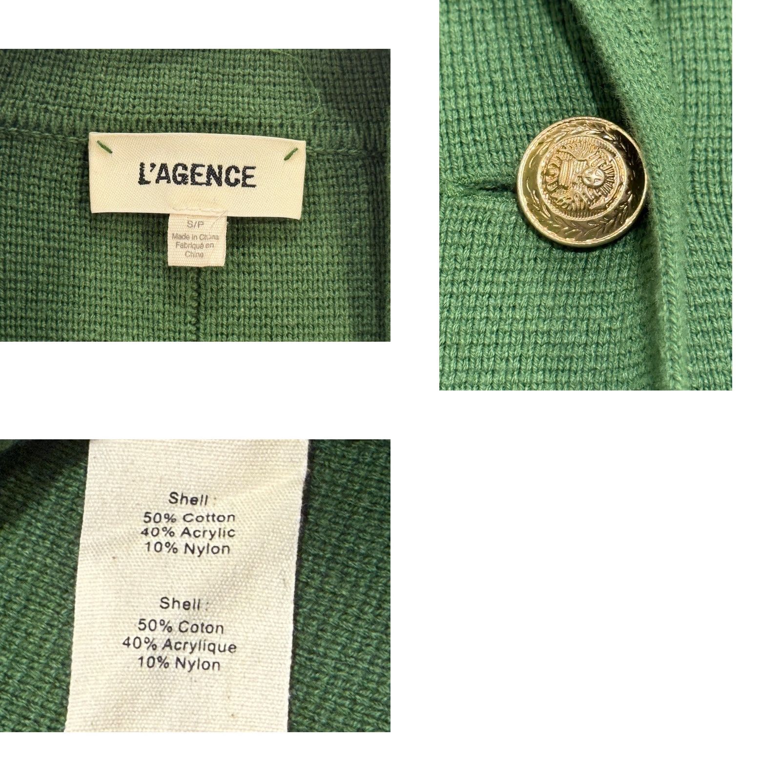 L'AGENCE L’AGENCE Lacey Knit Blazer Sz S/P Kelly Green Single Gold Button 2 Pocket Women Size S / US 4 / IT 40 - 8 Thumbnail