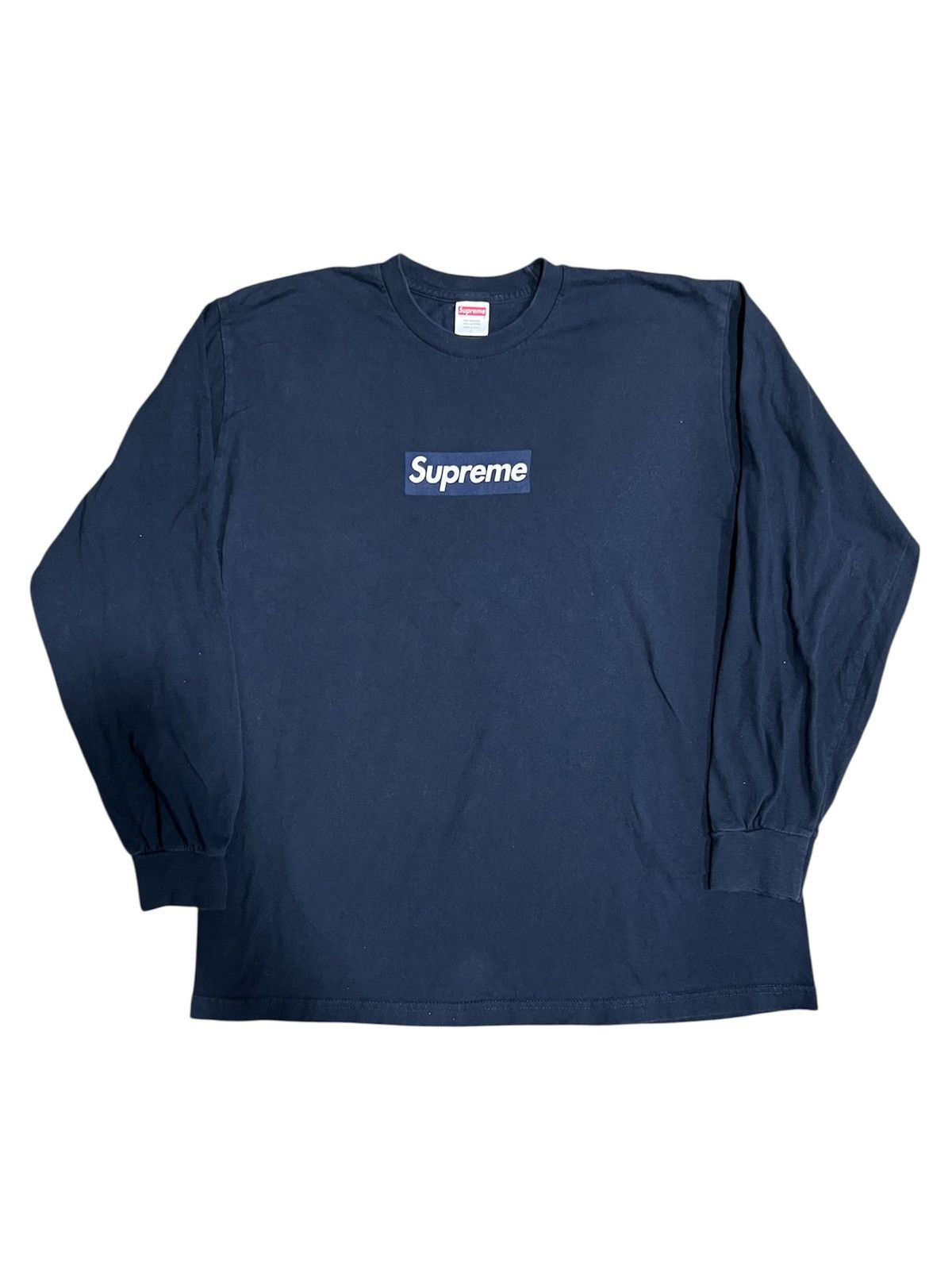 Supreme Supreme Box Logo L/S Tee (Navy) | Grailed