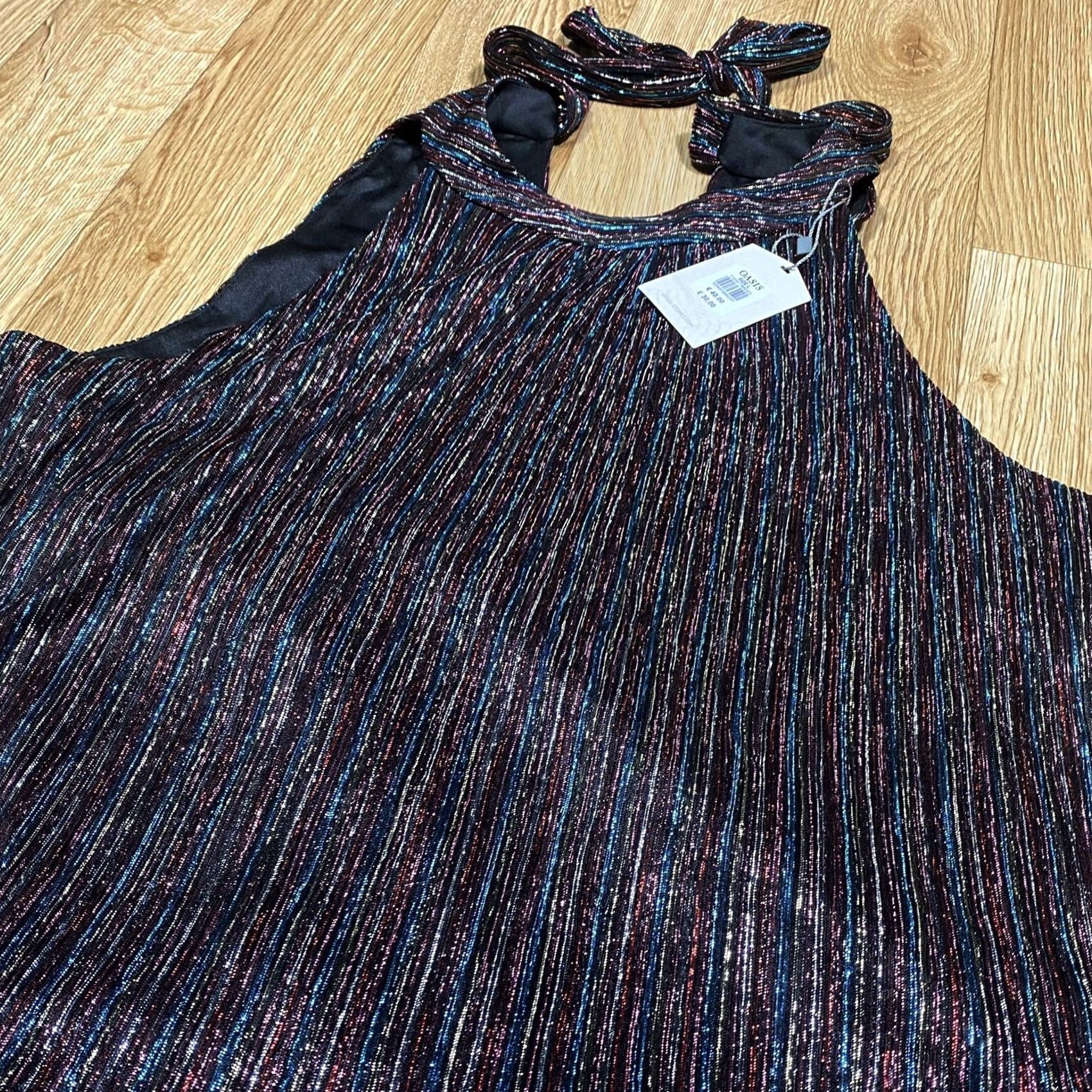 Vintage Oasis Halter Neck Top Striped Multicoloured L Women’s BNWT Summer Casual Party/Cocktail Shirt Size L / US 10 / IT 46 - 3 Thumbnail