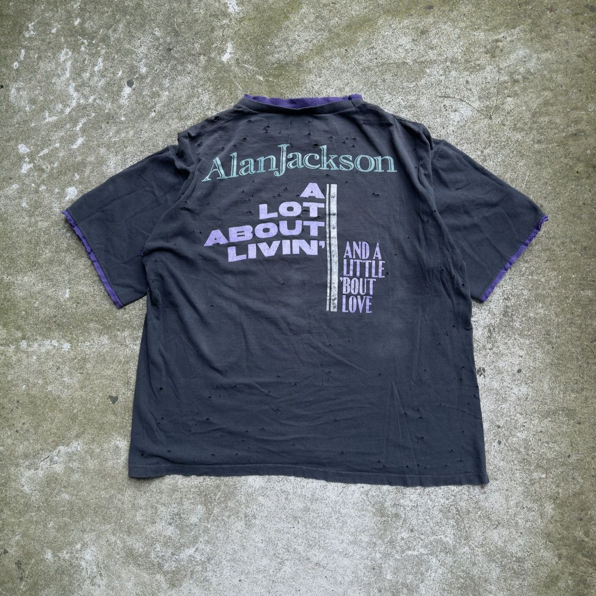 Vintage Alan Jackson Thrashed Distressed Double Layer Tee ERD Grunge Size US XL / EU 56 / 4 - 2 Thumbnail