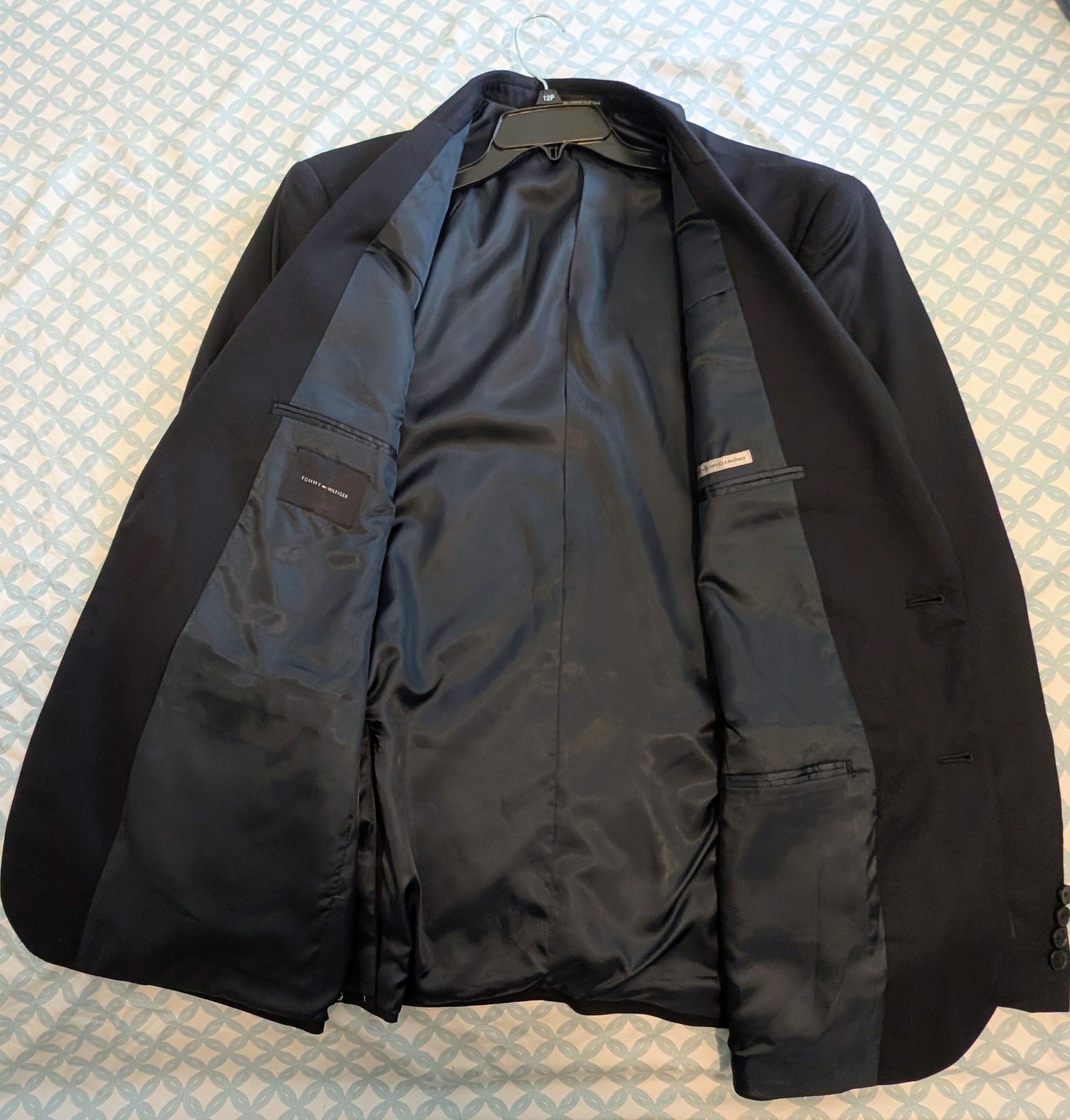 Tommy Hilfiger New Tommy Hillfiger Dark Navy 100% Wool Suit L46 W40.5 Size 46L - 3 Thumbnail