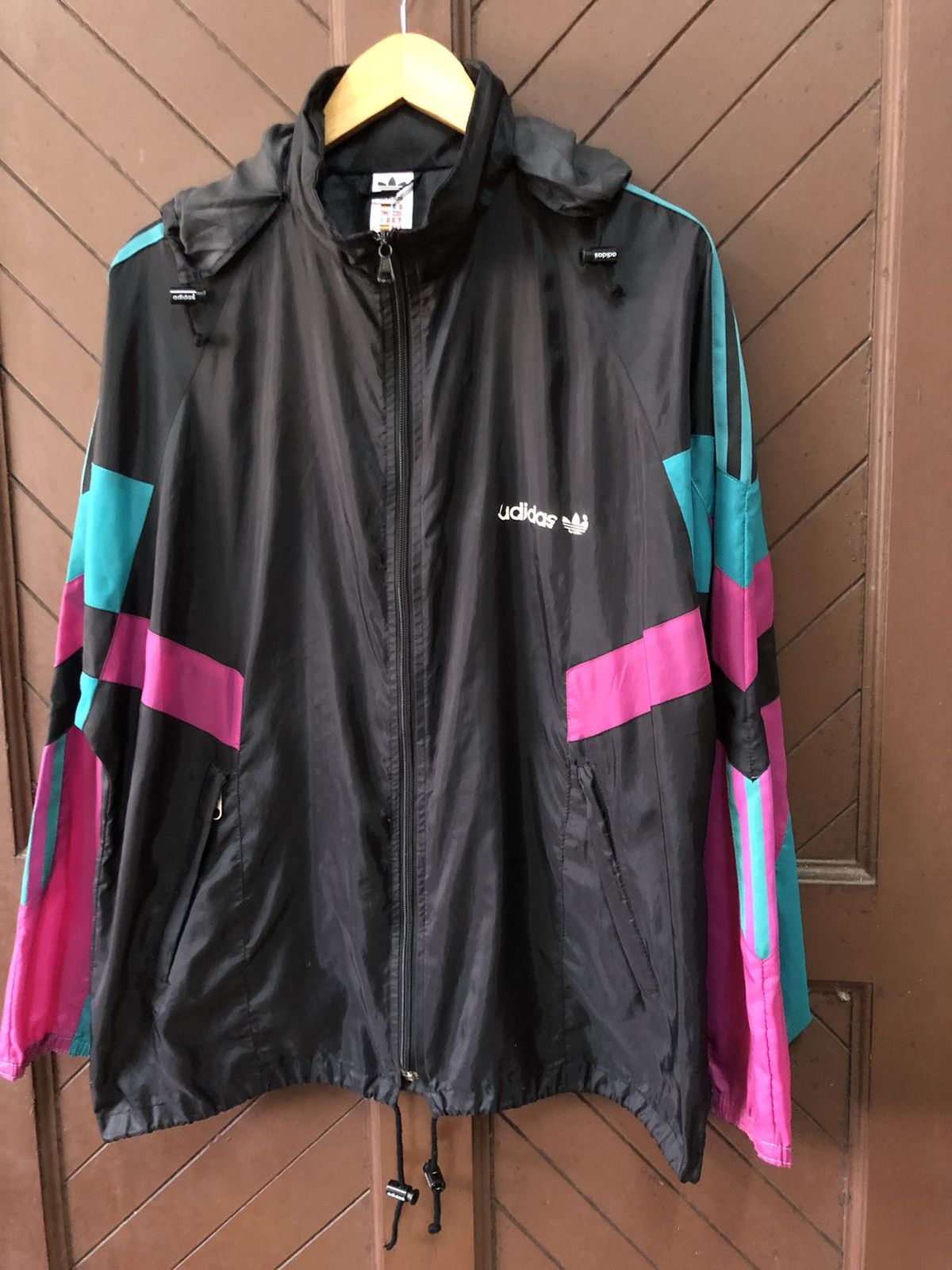 Adidas × Vintage Vintage Adidas Windbreaker Jacket Hoodie Size US L / EU 52-54 / 3 - 2 Thumbnail