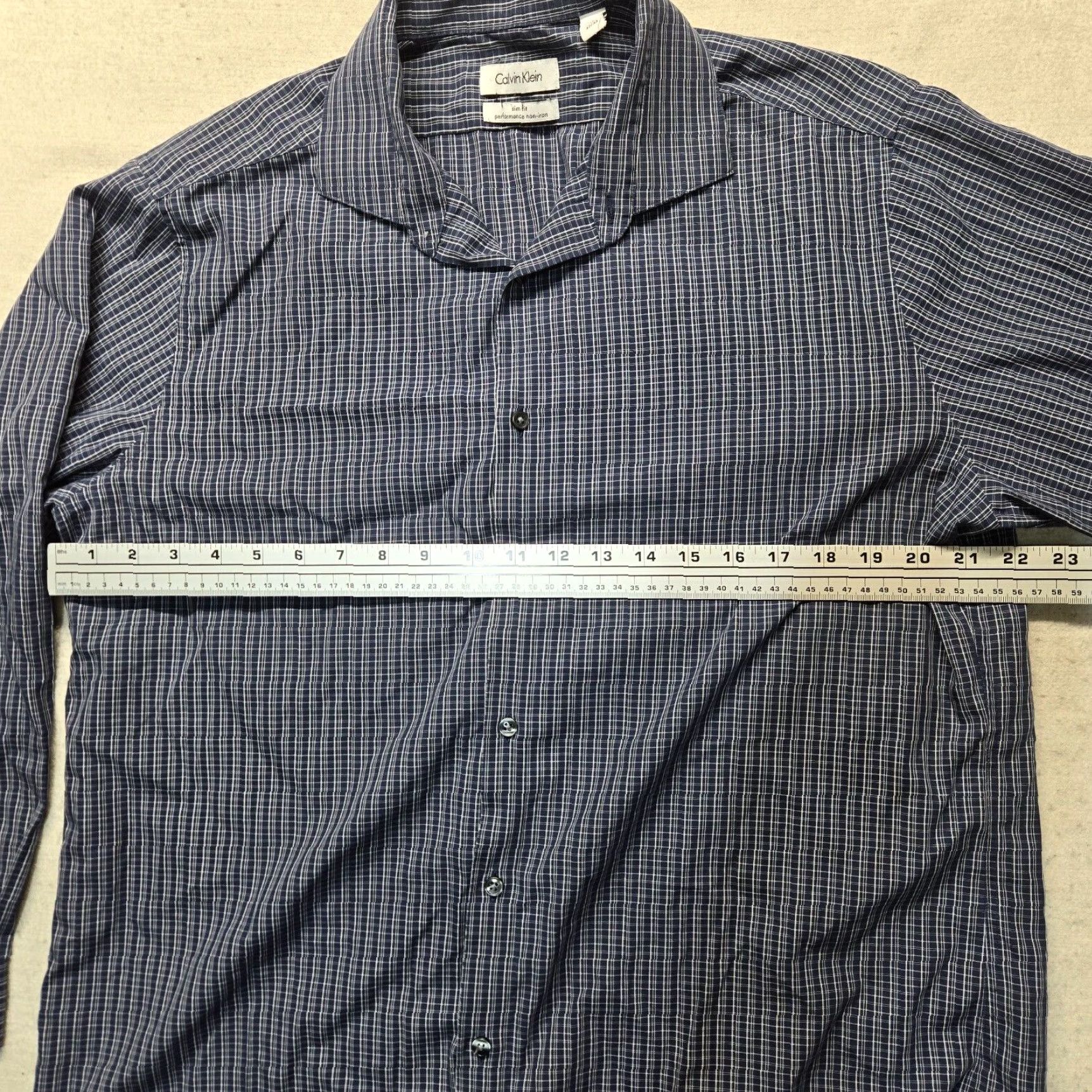 Calvin Klein Calvin Klein Blue Plaid Long Sleeve Button-Up Shirt Adult Men 17.5 32/33 Blue Calvin Klein Shirt Men's 17.5 32/33 Size US XL / EU 56 / 4 - 4 Thumbnail