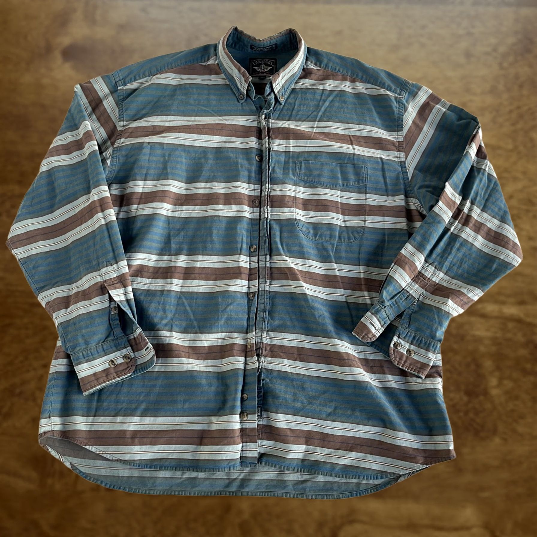 Dockers VINTAGE Dockers Shirt Mens XL Blue Striped Long Sleeve Button Up Casual Cotton Size US XL / EU 56 / 4 - 1 Thumbnail