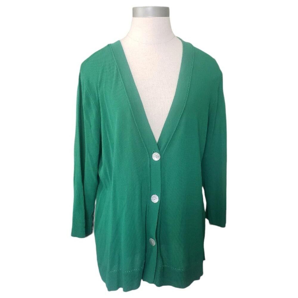Chicos CT1345 Chico's Green Summer Long Sleeve Cardigan L Size L / US 10 / IT 46 - 1 Thumbnail