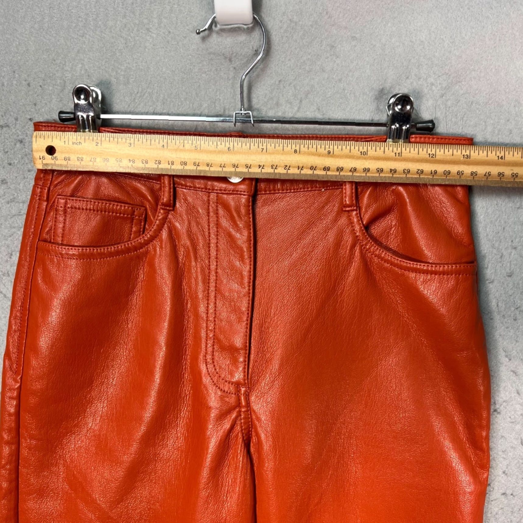 Vintage Wilfred The Melina High-Waisted Faux Leather Pants Orange Womens Size 2 Size 26" / US 2 / IT 38 - 5 Thumbnail
