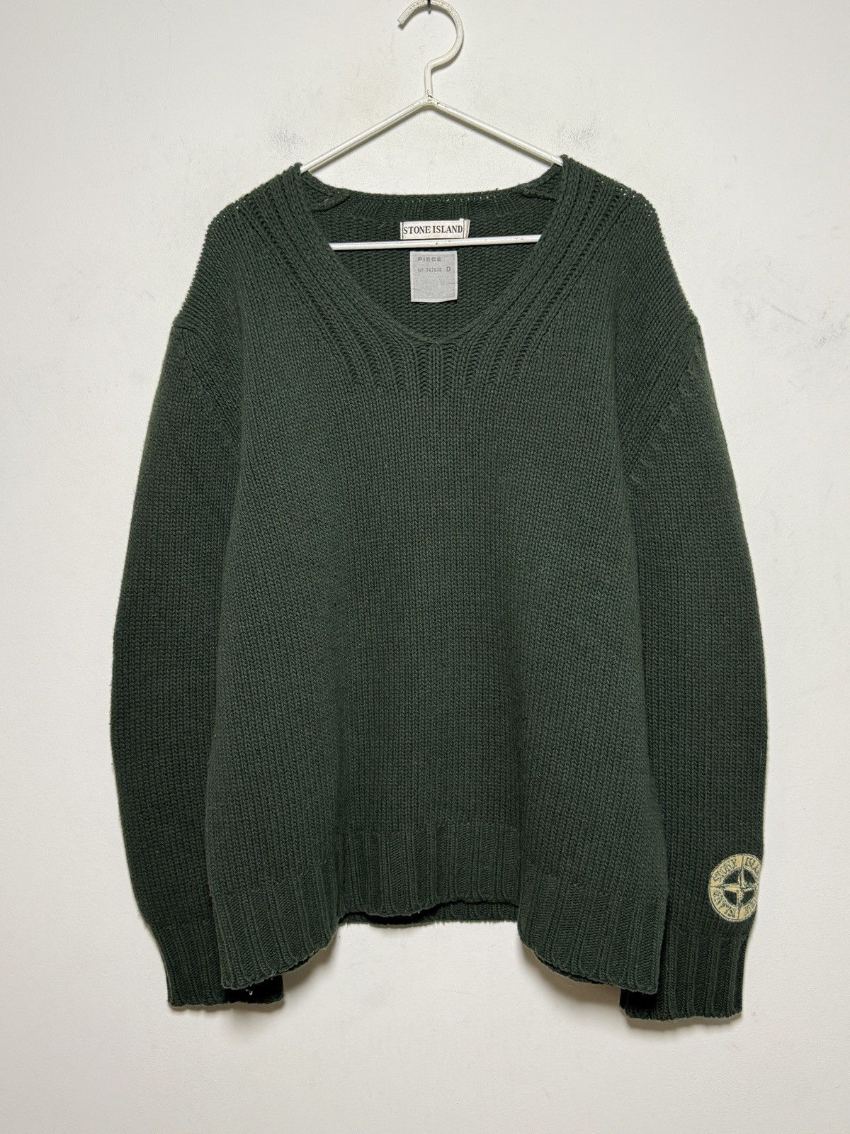 Stone Island vintage knit sweater in deep forest green