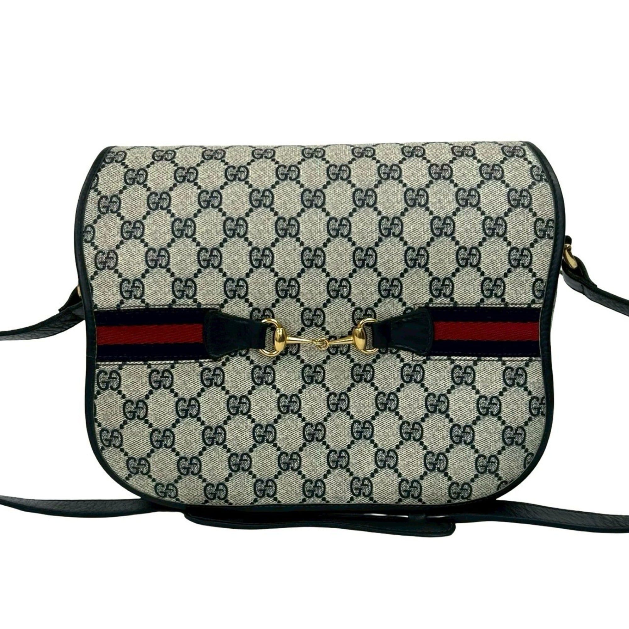 Gucci GUCCI Old Gucci Vintage Sherry Line Horsebit Leather Shoulder Bag Navy 30847 Size ONE SIZE - 1 Thumbnail