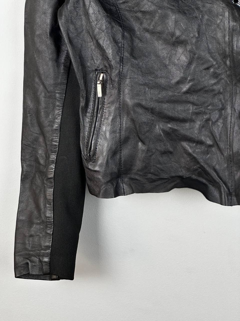Designer Avant Garde Opium Faux Leather Black Cropped Biker Jacket Size S / US 4 / IT 40 - 5 Thumbnail