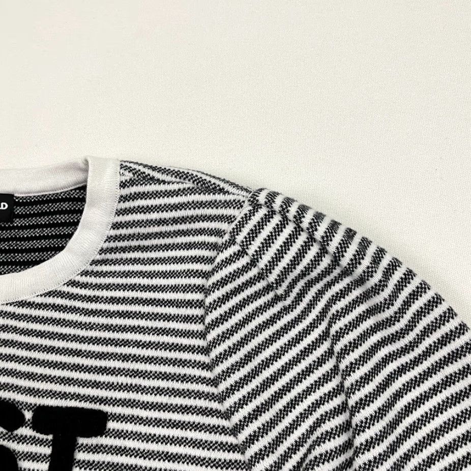 Karl Lagerfeld VINTAGE Karl Lagerfeld Paris Sweater Womens L Black White Striped C'est La Vie Pullover Size L / US 10 / IT 46 - 7 Thumbnail
