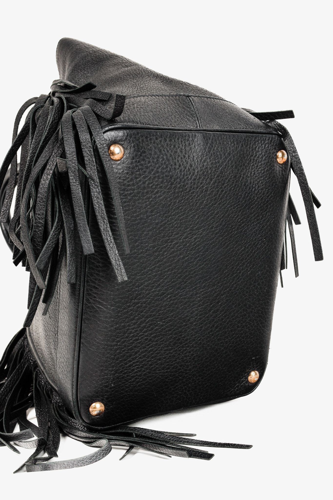 Prada Cervo Black Fringe Deerskin Leather Tote
