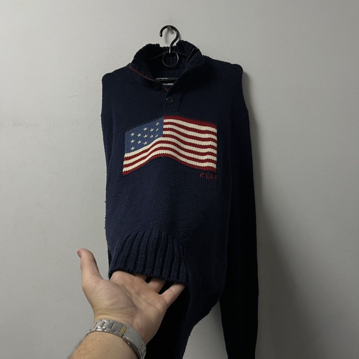 Polo Ralph Lauren Vintage Polo Ralph Lauren USA Flag 1/4 Zip Sweater Size US L / EU 52-54 / 3 - 6 Thumbnail