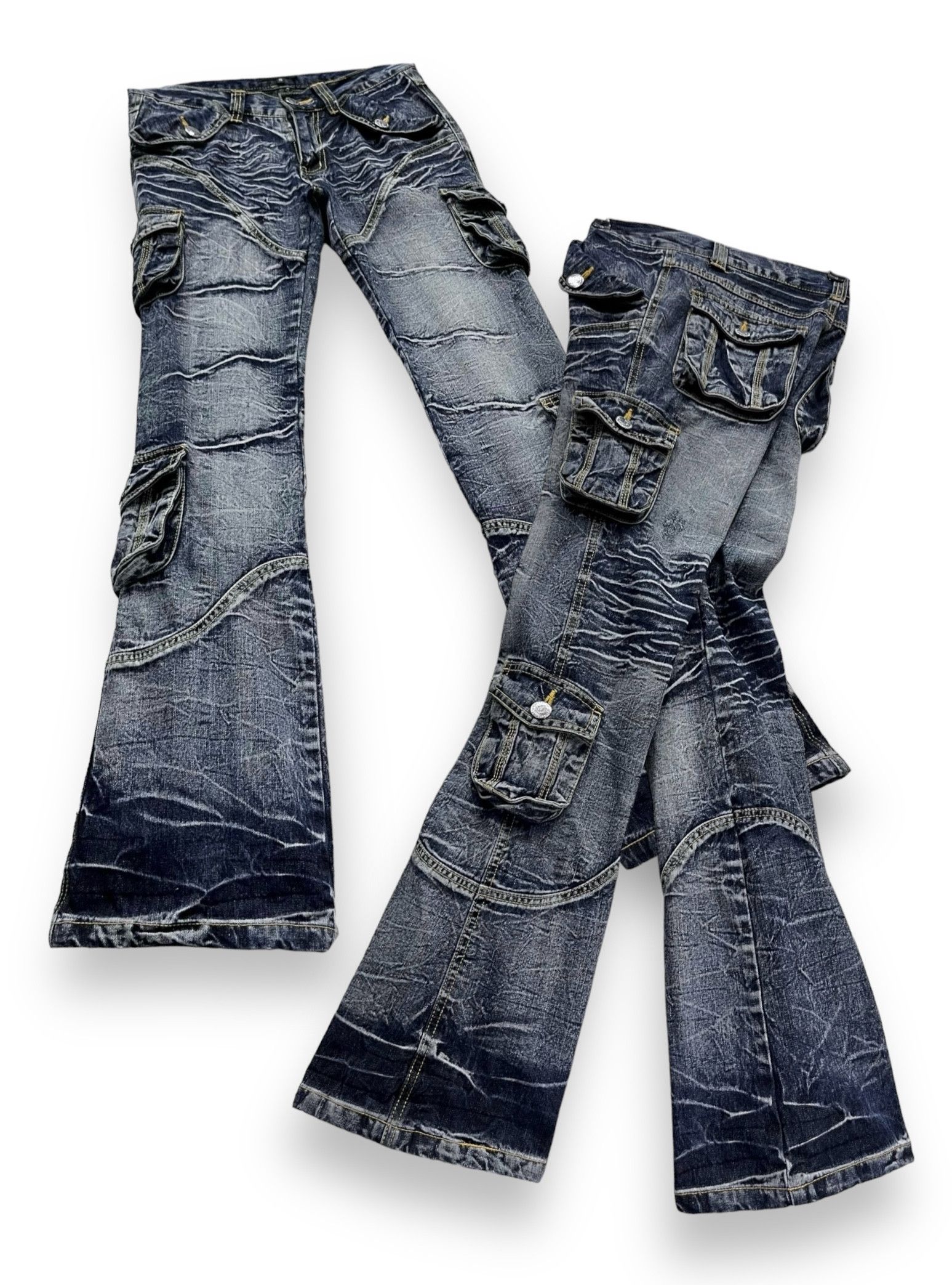 LOWBOX SEND OFFERS🔥VINTAGE LOWBOX JEANS PUNK BONDAGE FLARE W30