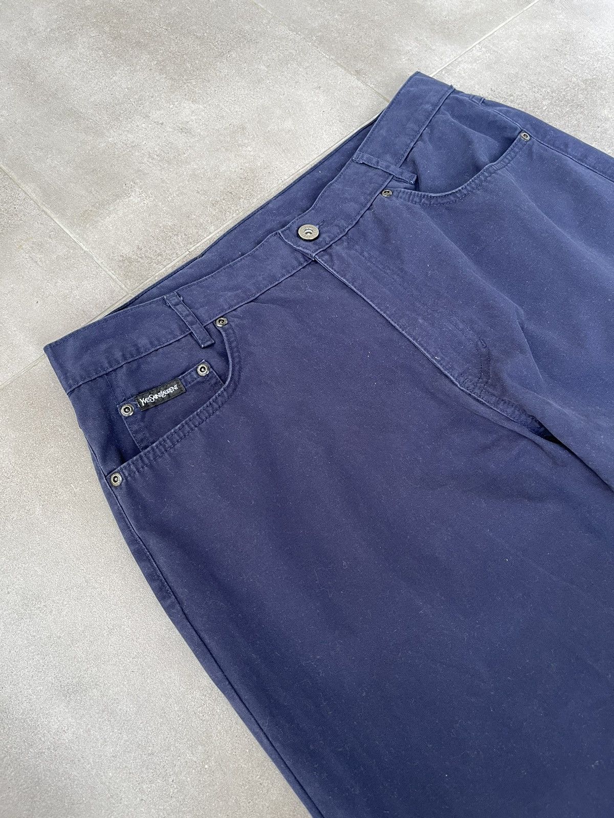 Saint Laurent Paris Yves Saint Laurent Pour Homme Navy Denim Casual Pants Size US 34 / EU 50 - 9 Thumbnail