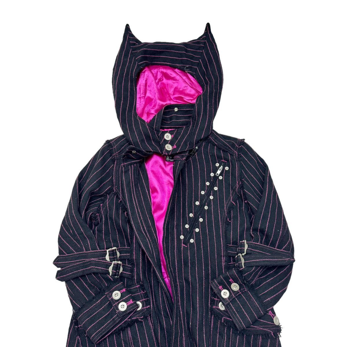 20471120 ⚡️ALGONQUINS HOODIE STRIPED GOTHIC PUNK BONDAGE JACKET Size L / US 10 / IT 46 - 1 Thumbnail