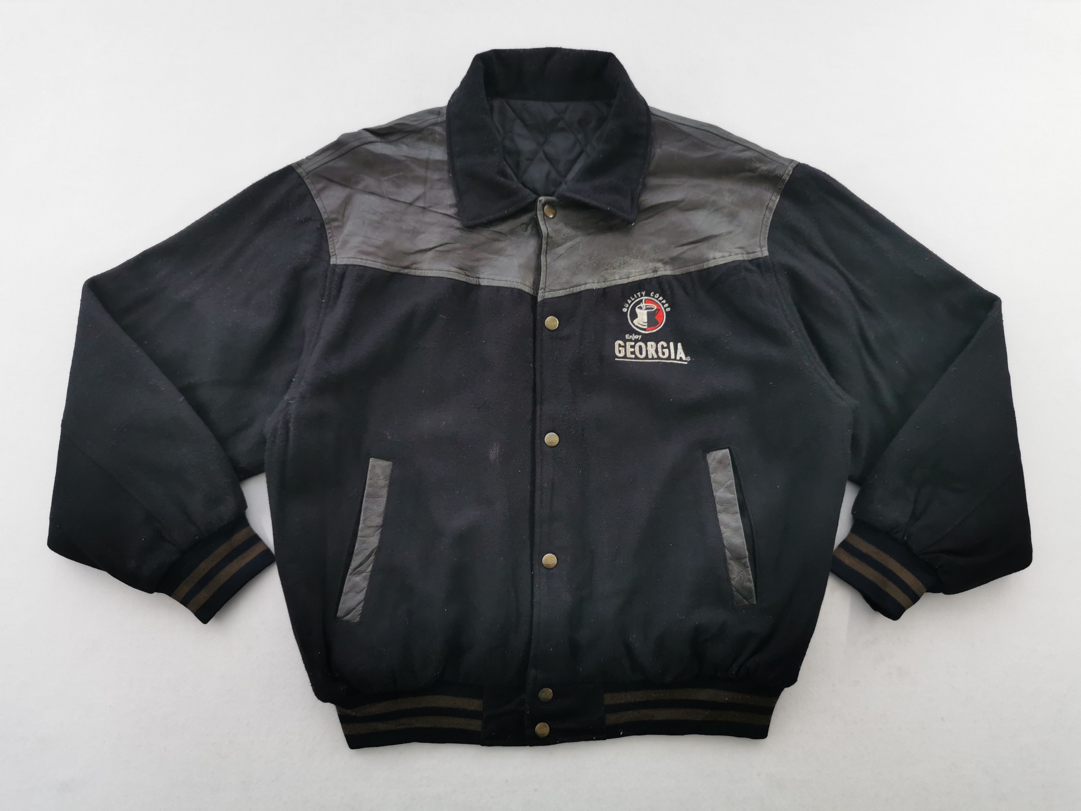 Vintage Vintage 90's Georgia Suntory Coffee Stadium Quilted Wool Size US XL / EU 56 / 4 - 1 Thumbnail