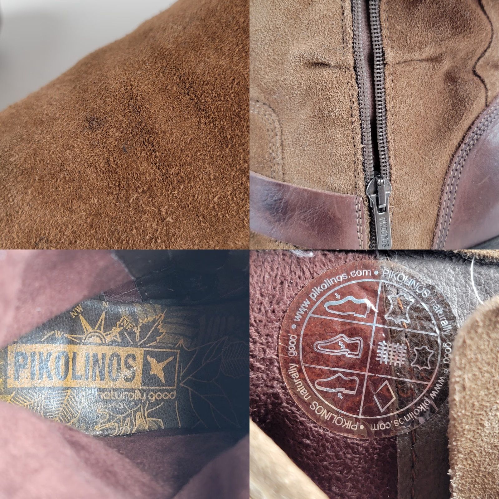 Vintage PIKOLINOS Boots Womens 37 EUR Brown Leather Zip Buckle Slouch Mid-Calf Bootie 2 1/8" Heel Womens Brown Leather Zip Slouch Boot Pikolinos Size US 7 / IT 37 - 10 Thumbnail