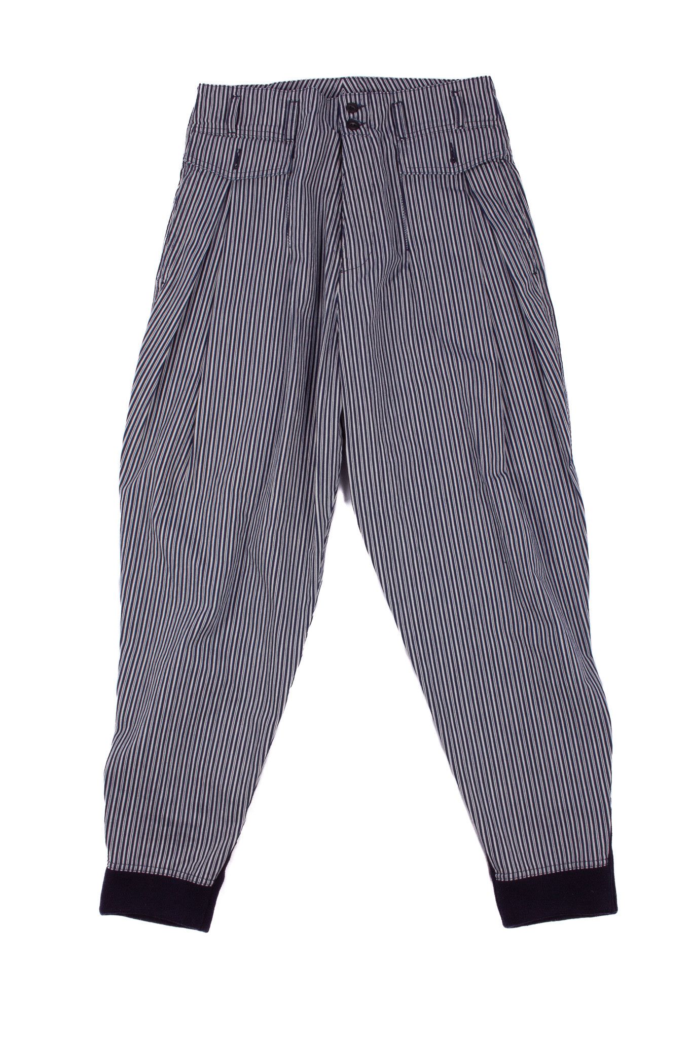image of Maison Margiela Ss 2021 Navy White Stripe Cotton Blend Pants, Men's (Size 30)