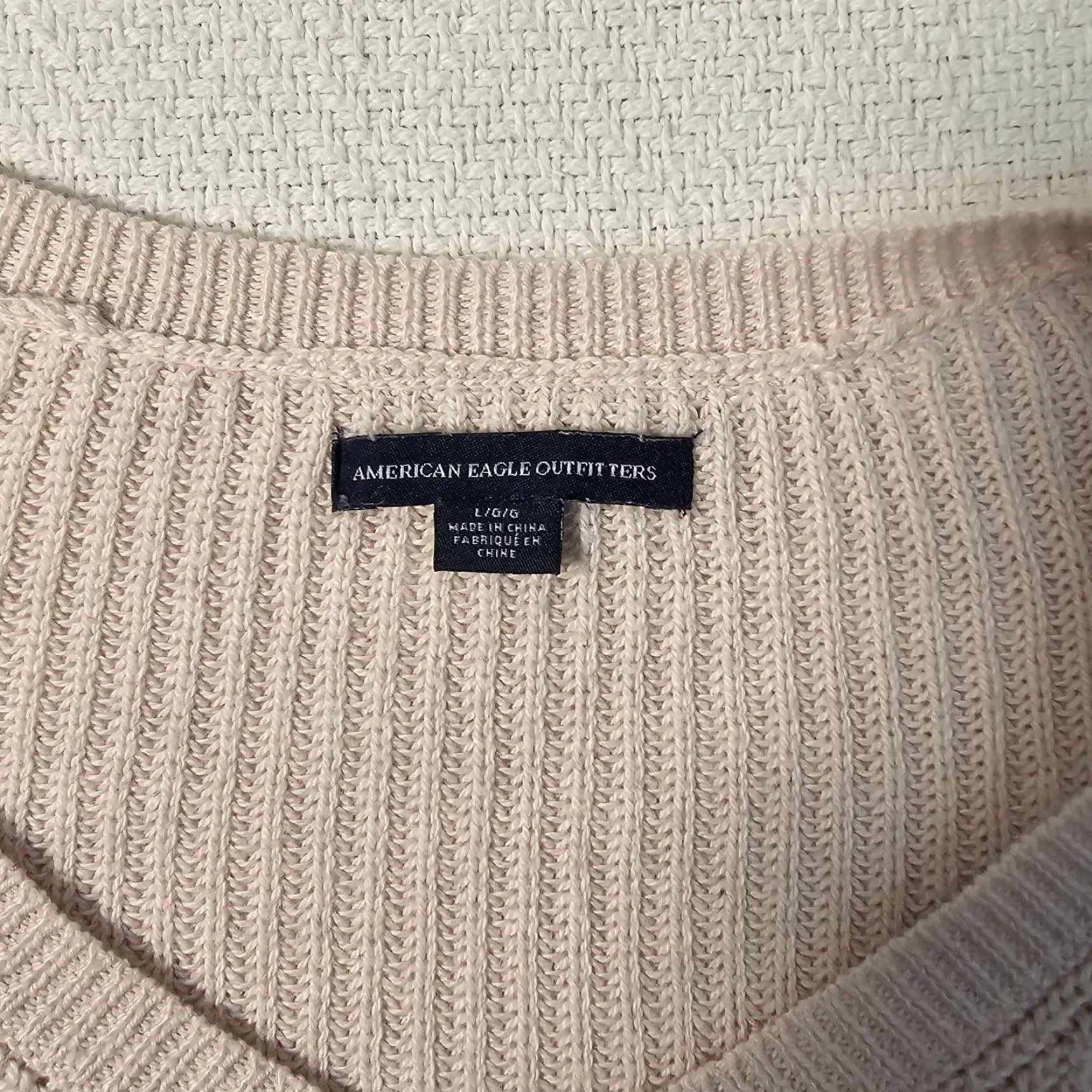 American Eagle Outfitters American Eagle Outfitters V-Neck Sweater Women’s Large Beige Casual Knit Pullover Long Sleeve Regular Fit 100% Cotton Shirt Women's Crewneck? Size L / US 10 / IT 46 - 3 Thumbnail