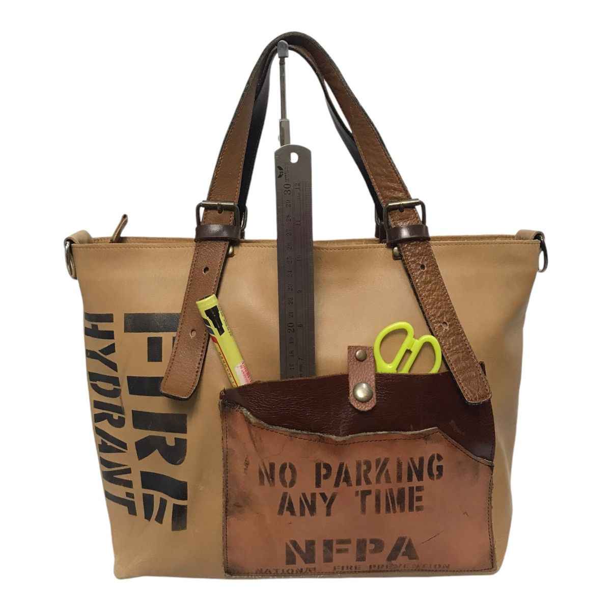 Japanese Brand × Leather Army Military Full Leather Tote Bag Bag Size ONE SIZE - 5 Thumbnail