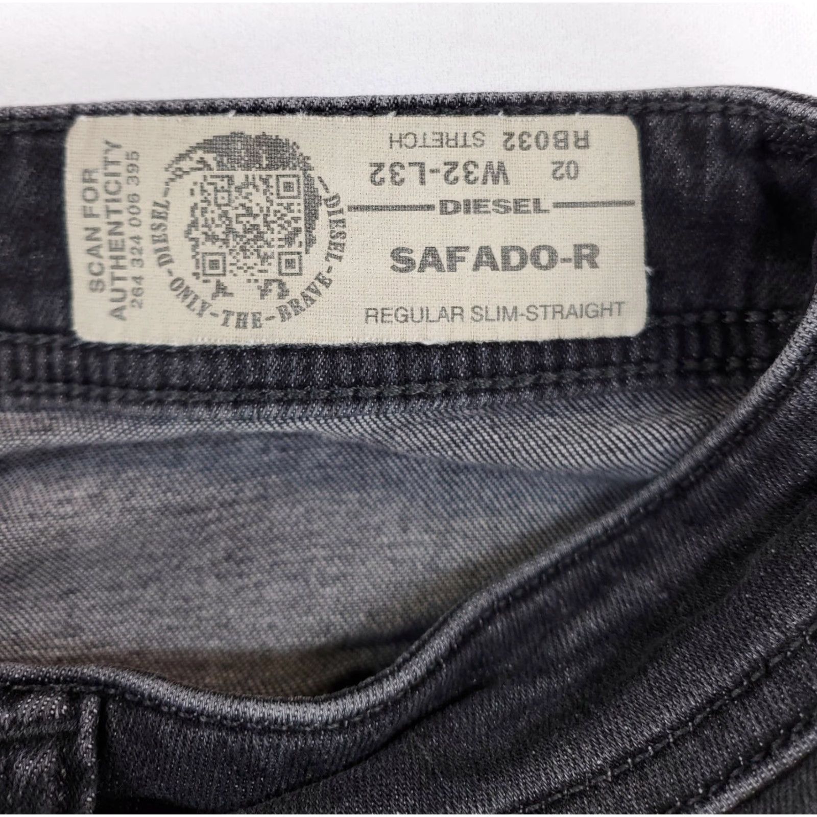 Diesel Diesel Safado-R Regular Slim Straight Black Mens 33 x 31 Slim Straight Jeans Mens 33 Black Size US 33 - 3 Thumbnail