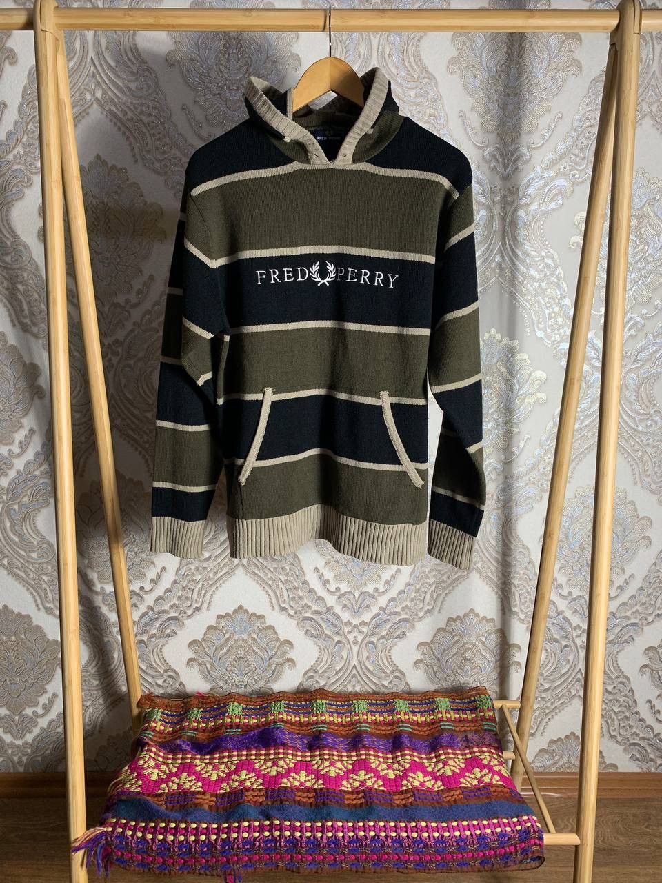 Fred Perry × Vintage VERY RARE FRED PERRY KNIT HOODIE BIG LOGO JAPAN STYLE Y2K Size US L / EU 52-54 / 3 - 1 Thumbnail