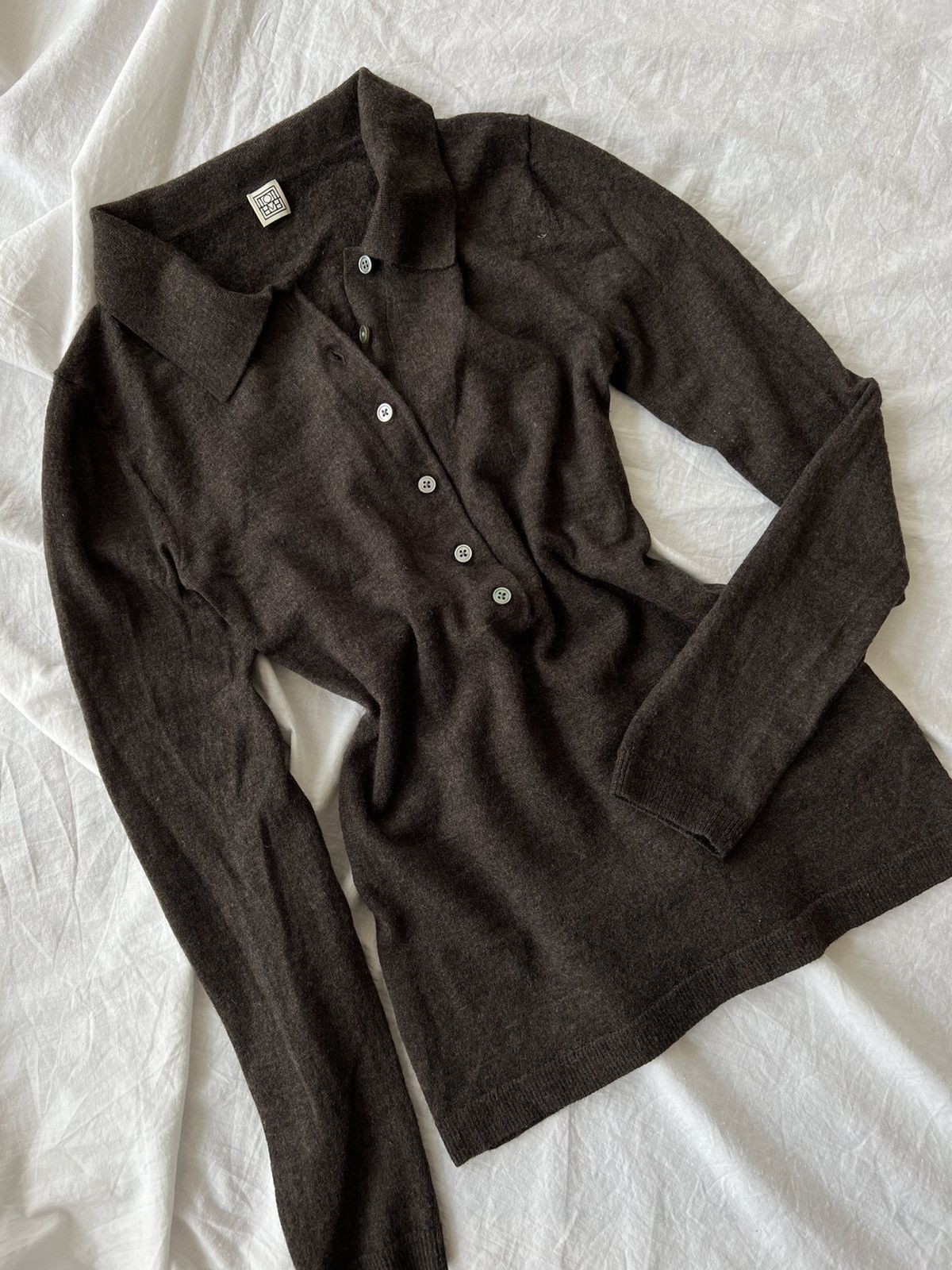 image of Toteme Knit Knitwear Wool Vintage Old Money Coquette in Brown, Women's (Size Small)