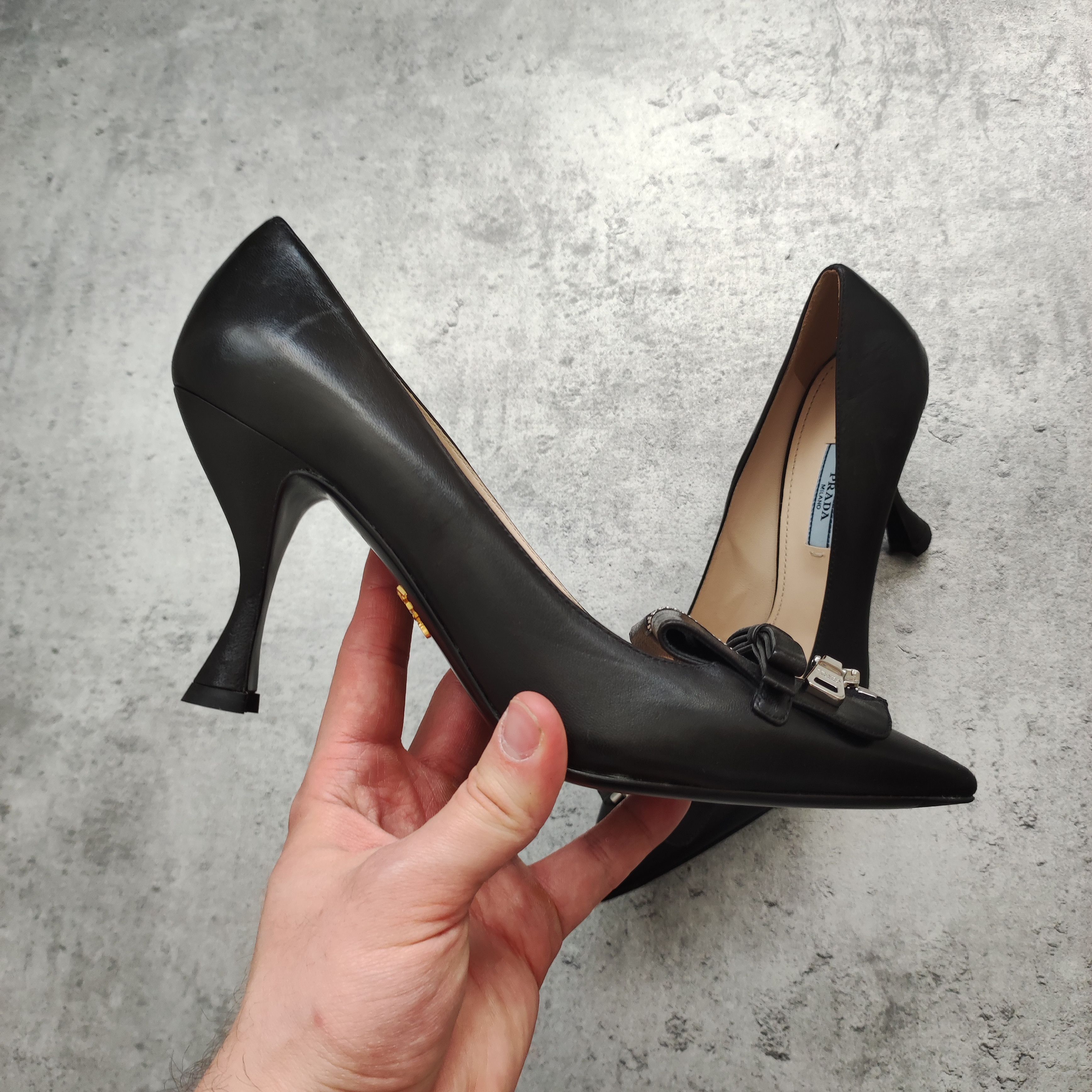 Prada Prada Milano 90s Classic Black Zipper Leather Heels Size US 7 / IT 37 - 6 Thumbnail