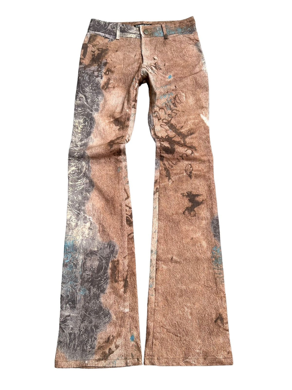 Archival Clothing Tornado Mart Bootcut Flared Full Print Jeans | Grailed