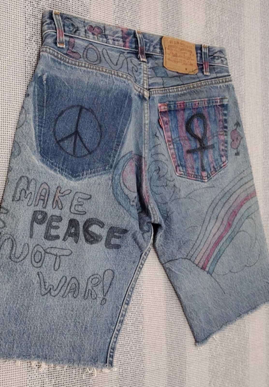 Levi's Levis Denim 90s 501 0000 y2k RARE hand drawn rock bands 32 Size US 32 / EU 48 - 2 Thumbnail