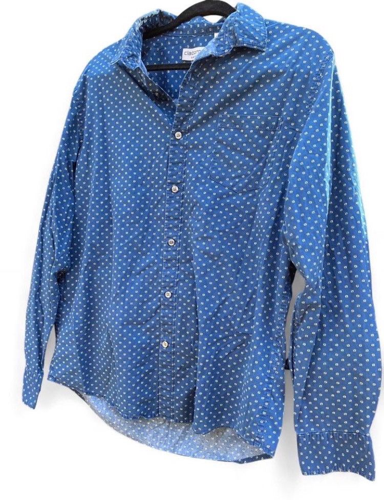 Liz Claiborne Claiborne Blue Polka Dot Button-Down Shirt Size US L / EU 52-54 / 3 - 4 Thumbnail