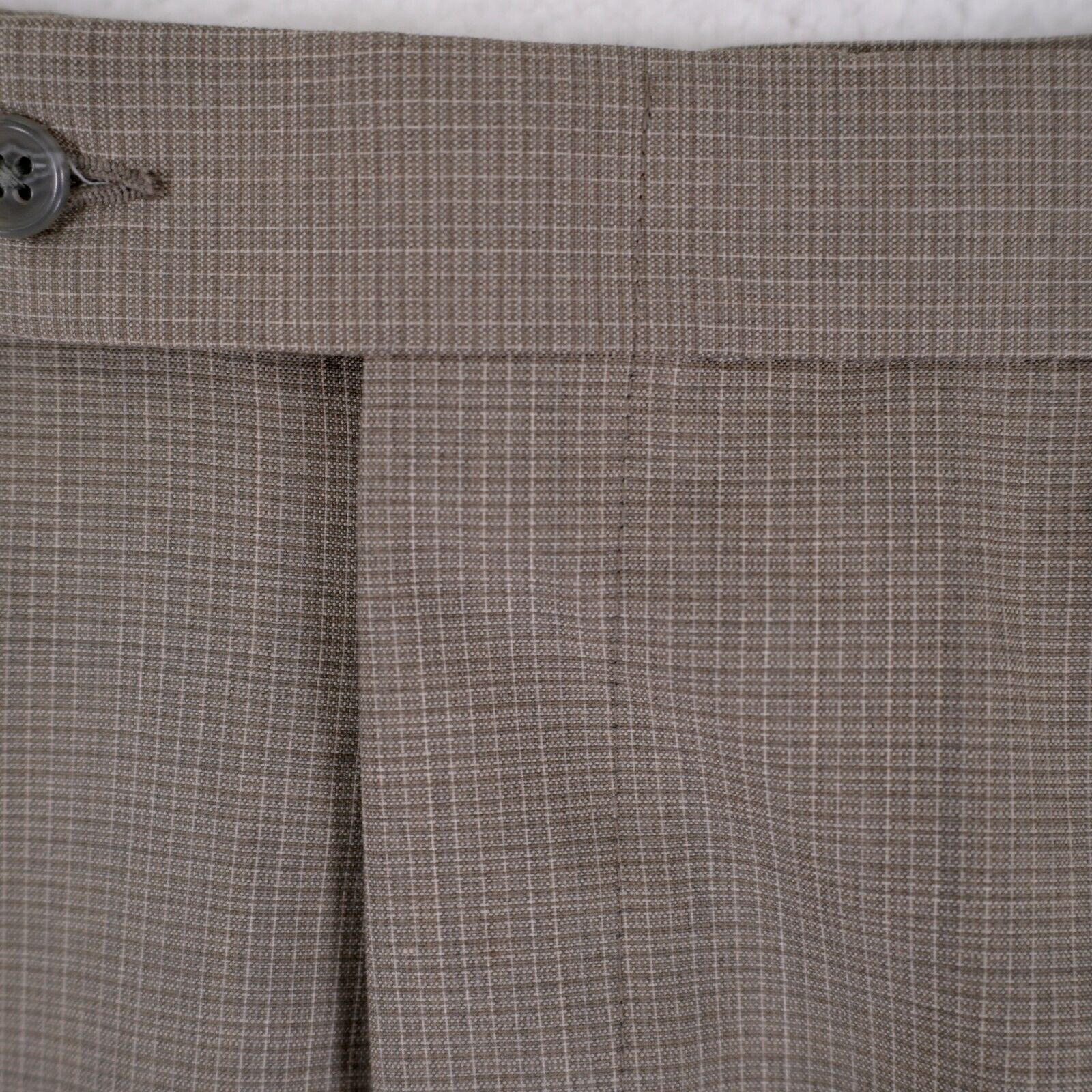 Hart Schaffner Marx Hart Schaffner Marx Wool Blend Beige Check Pleated Mid Rise Size 34R - 3 Thumbnail