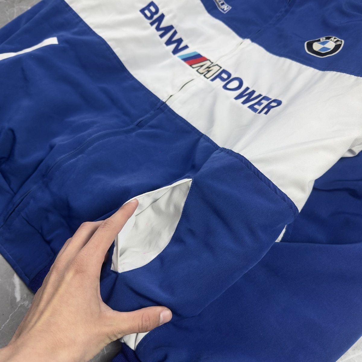 BMW Vintage BMW M Power Michelin Castrol BBS Blue Bomber Jacket Size US XL / EU 56 / 4 - 9 Thumbnail