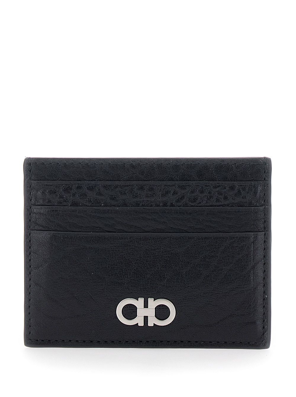 Salvatore Ferragamo Black Card Holder with Gancini Plaque on the Front in Leather Man Size ONE SIZE - 1 Thumbnail