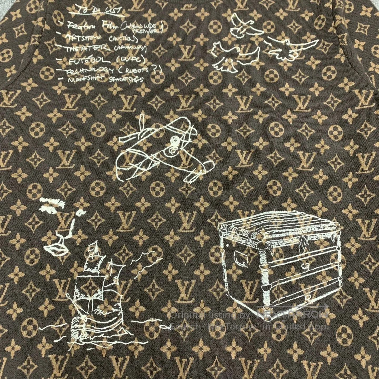 Louis Vuitton LV Brown Graffiti Knit Sweater in XL. Size US XL / EU 56 / 4 - 4 Thumbnail