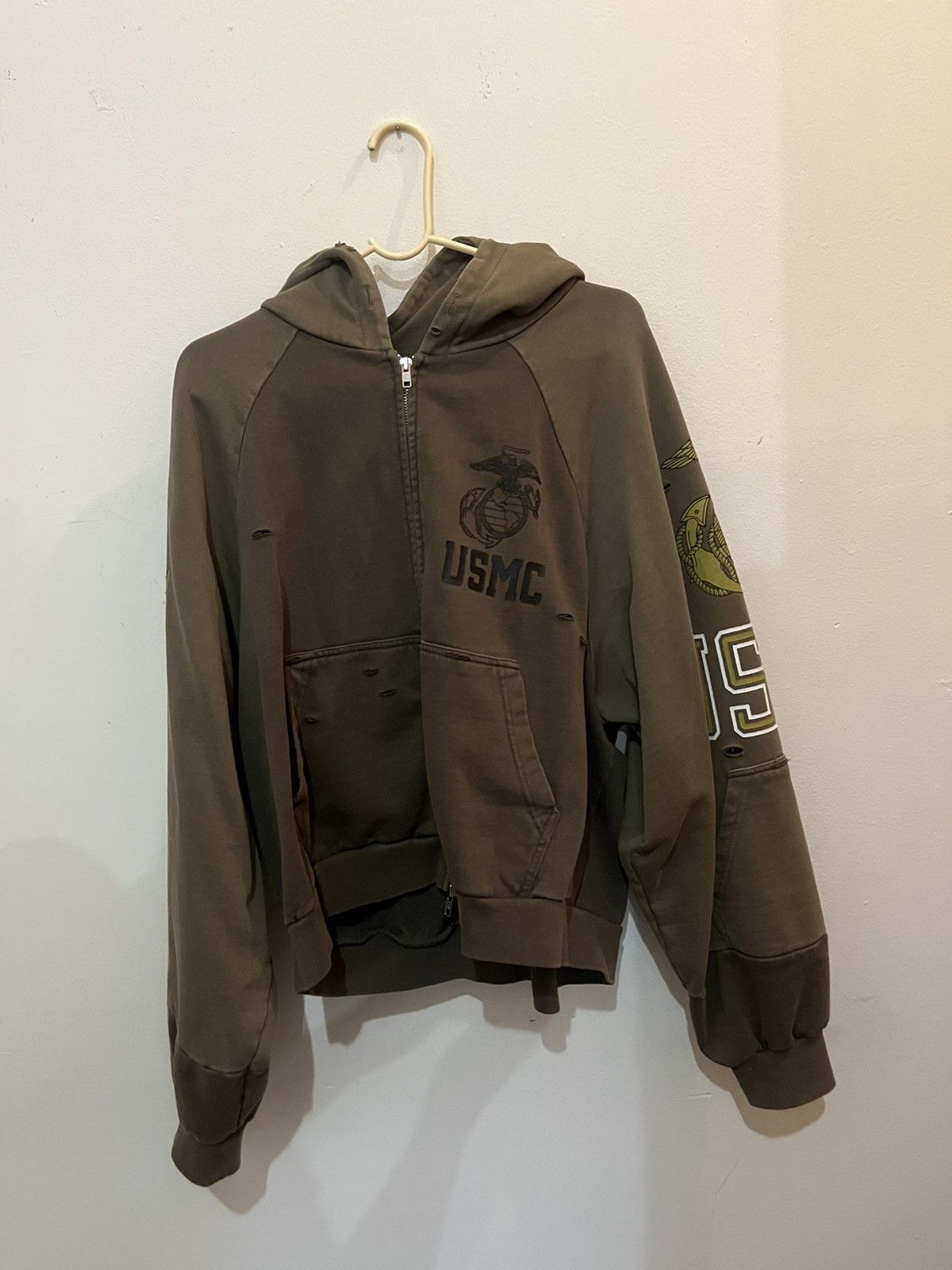 PROJECT G/R PROJECT G/R RECONSTRUCTED FOLDED ZIP HOODIE