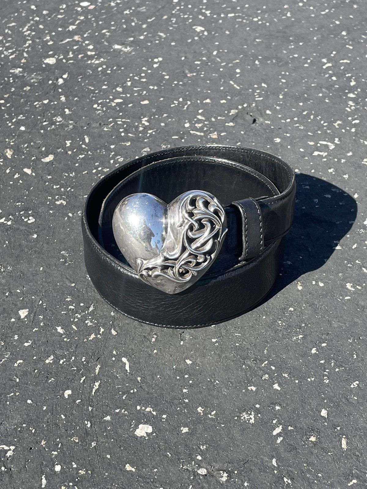 Pre-owned Chrome Hearts Heart Belt In Black