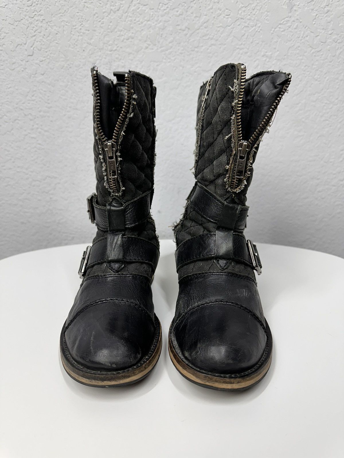 A.S.98 Heidi Slimane Black Moto Boots belted Leather vintage Size US 8 / IT 38 - 4 Thumbnail