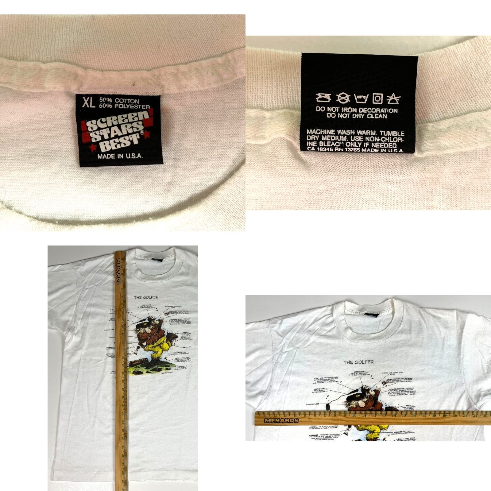 Vintage VINTAGE Men's The Golfer T-Shirt Gary Patterson 90s Screen Stars Best White XL Golf 90s Mens Size US XL / EU 56 / 4 - 8 Thumbnail