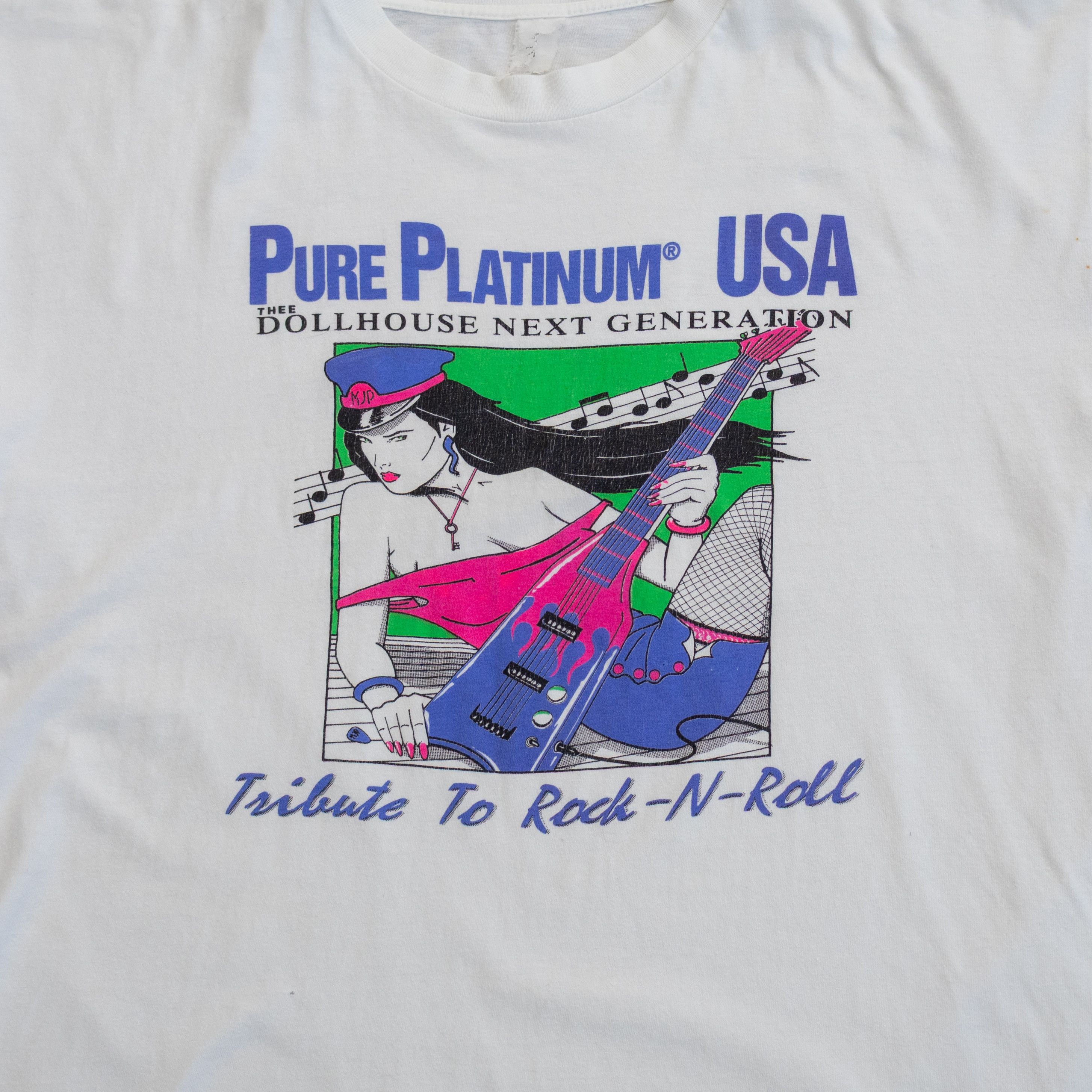 Vintage Early 90s Pure Platinum USA Rock N Roll Graphic T Shirt Size US L / EU 52-54 / 3 - 4 Thumbnail