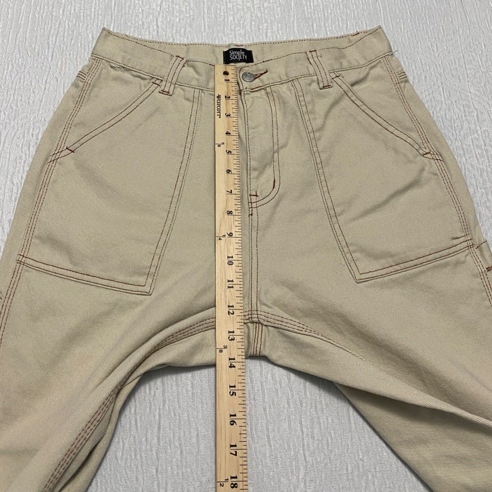 Vintage Simple Society Jeans Women's Carpenter Beige High Rise Relaxed Straight 9 Jeans Women Summer Fall Spring Winter 5-Pocket Cargo Pocket Mens? Size 30" / US 8 / IT 44 - 6 Thumbnail
