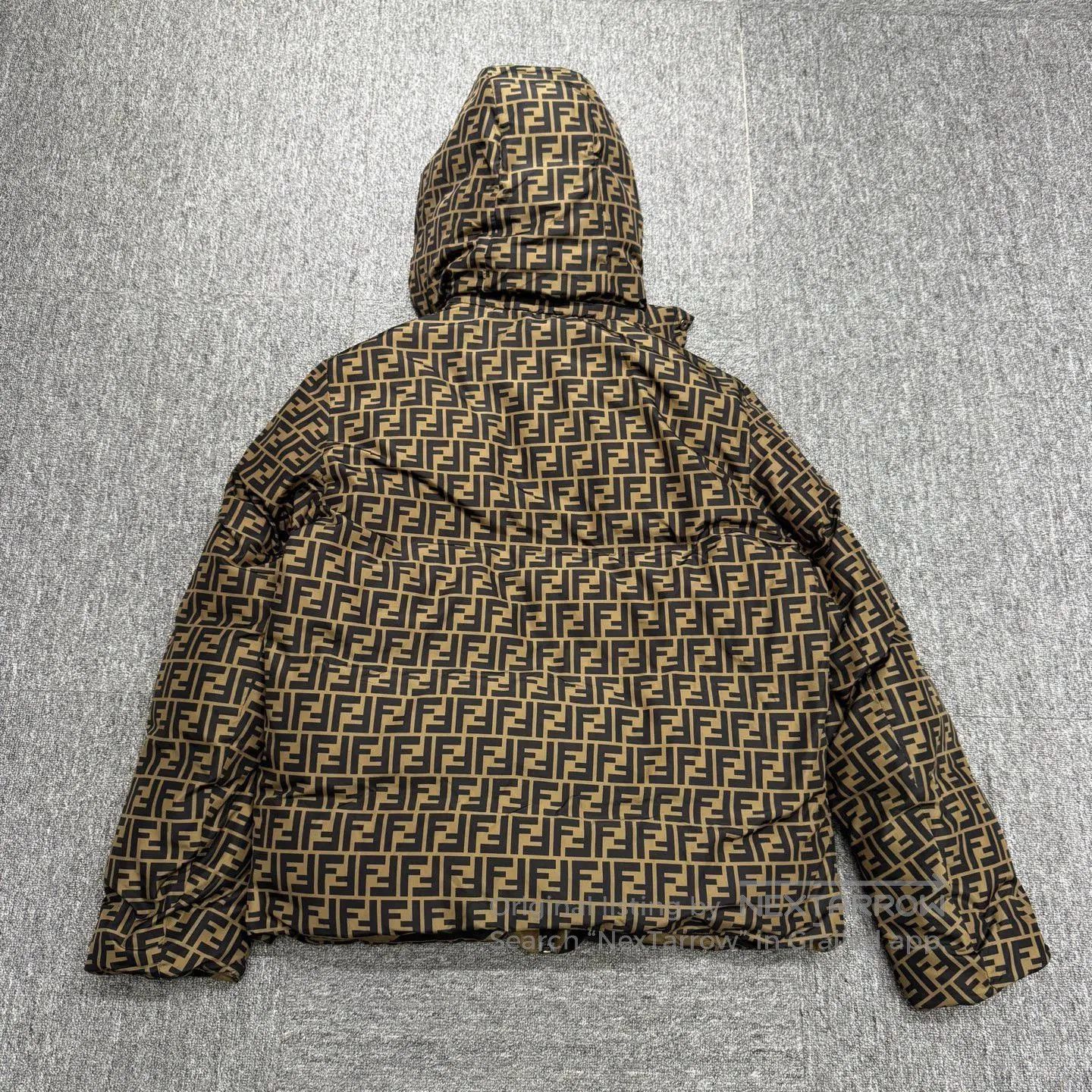 Fendi Brown Patterned Hooded Puffer Jacket Size L. Size US L / EU 52-54 / 3 - 2 Thumbnail