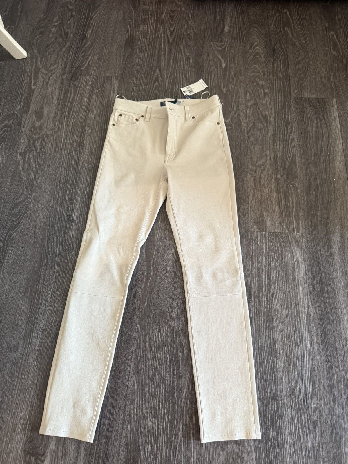 Polo Ralph Lauren NWT Lamb Skin White Leather pants Size 27" / US 4 / IT 40 - 12 Thumbnail