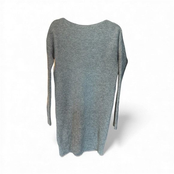 Theory Sabine Gray Wool Rib Knit Sweater Boat Neck Dress Sz