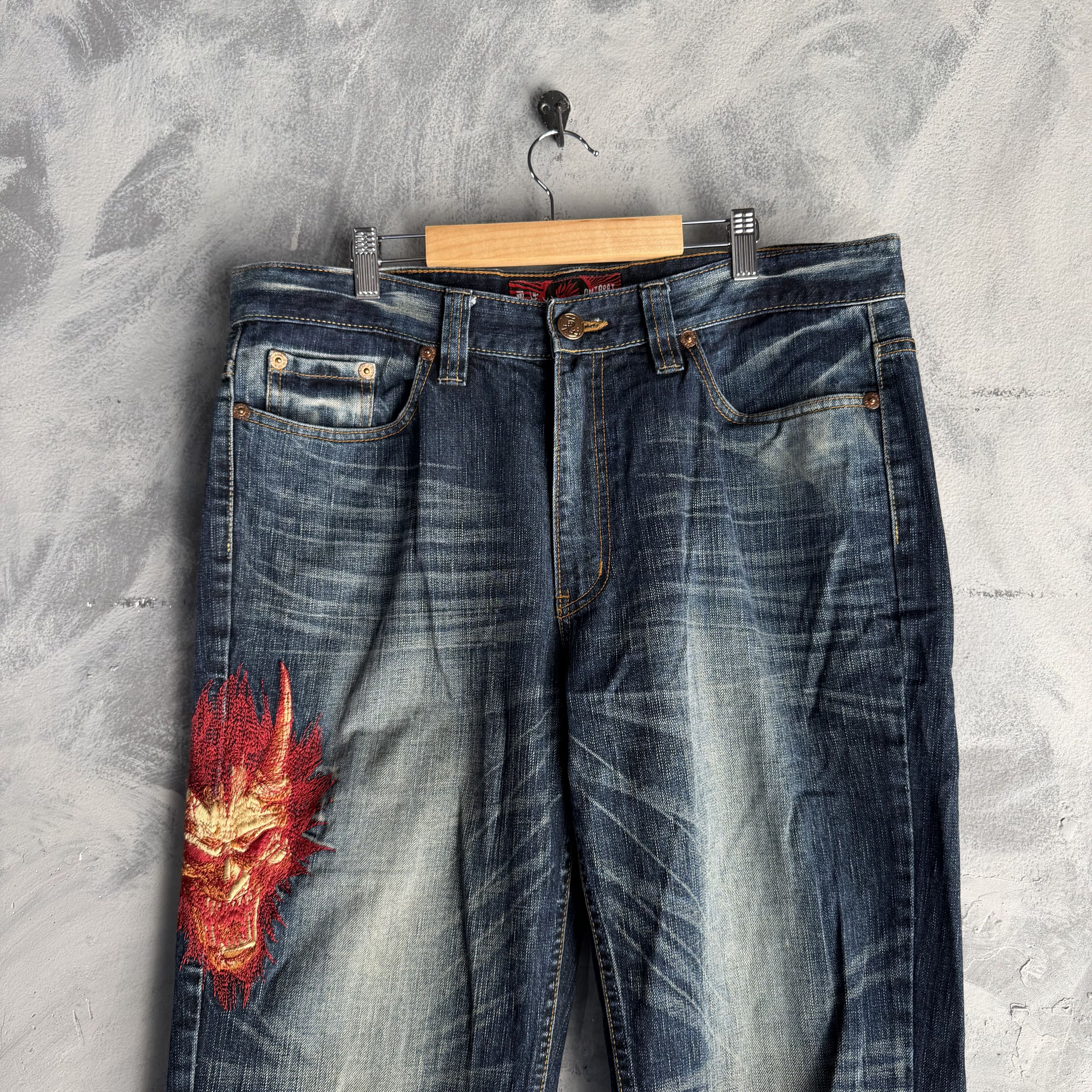 Oni Vtg Japanese ONI Jeans Mens Blue Arai Demon Embroidered Size US 36 / EU 52 - 2 Thumbnail