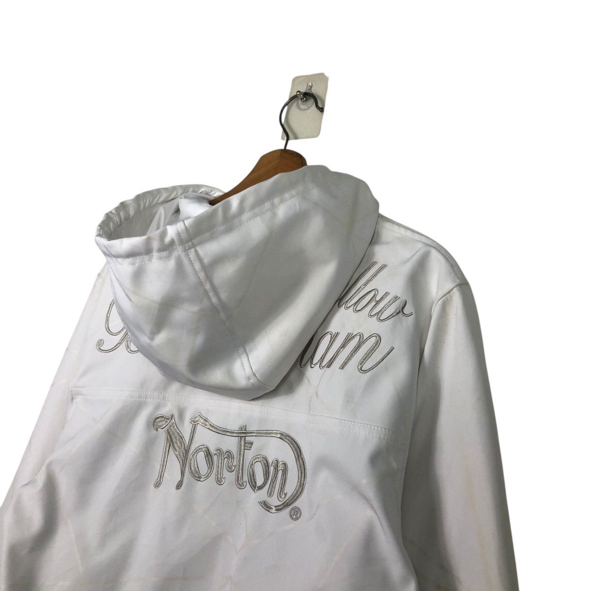 Japanese Brand Rich White Zipper Jacket Hoodie Norton Big Logo Embroidered Size US L / EU 52-54 / 3 - 11 Thumbnail