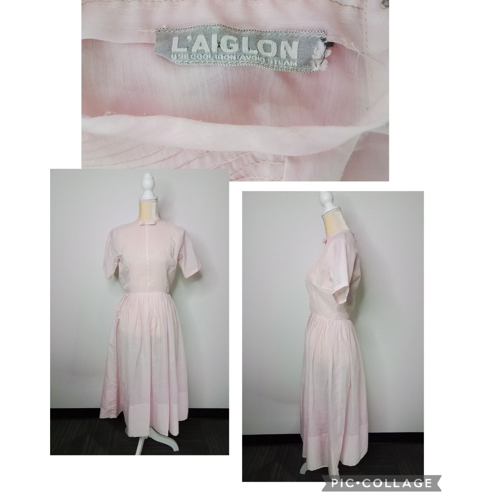 Other Vintage L'Aiglon Dress Women's Pale Pink Short Sleeve Size L / US 10 / IT 46 - 1 Thumbnail