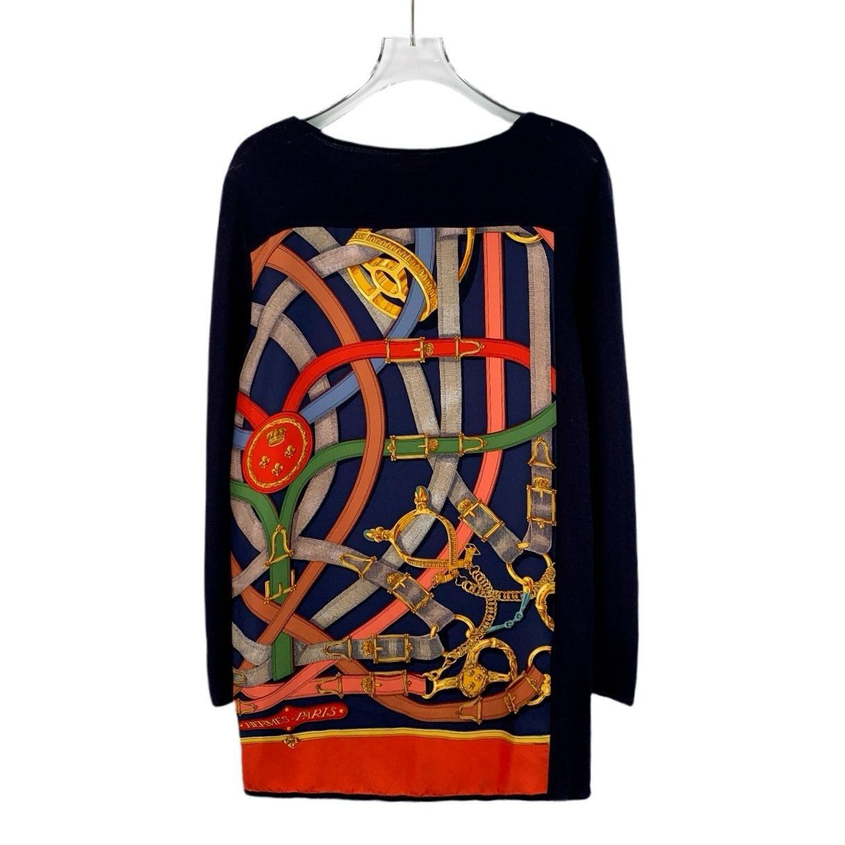 Hermes Hermès Paris Multicolor Chain Print Silk & Cashmere Long-Sle Size XXS / US 00 / IT 34 - 8 Thumbnail