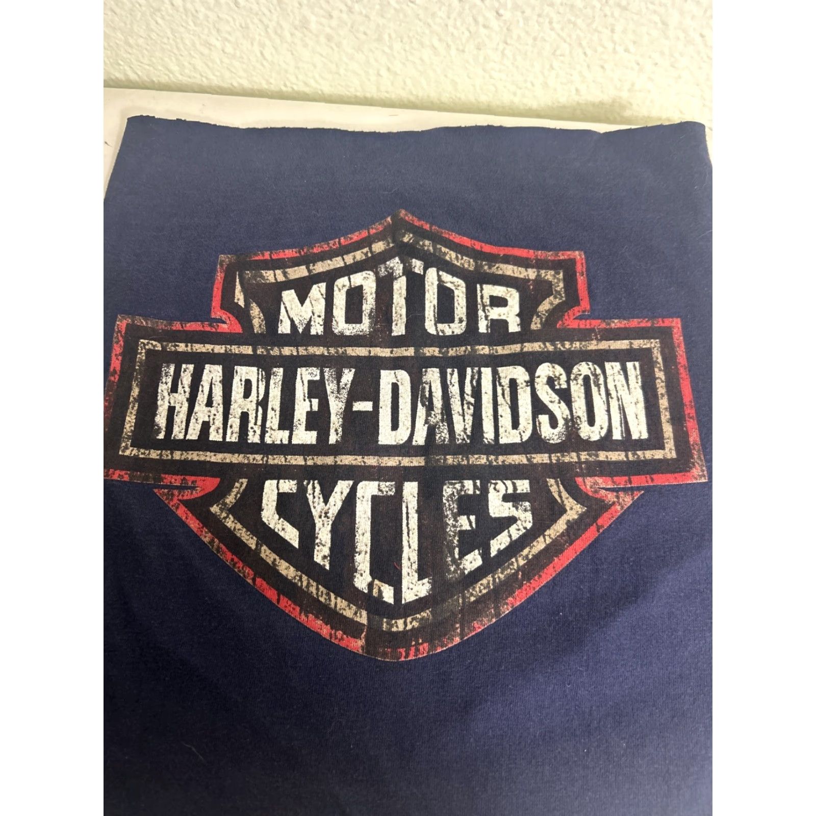 Harley Davidson Harley-Davidson T-Shirt Cutout Navy Blue Red 13x13 Mens One Size Regular Motorcycle Logo Shirt Size US M / EU 48-50 / 2 - 4 Thumbnail